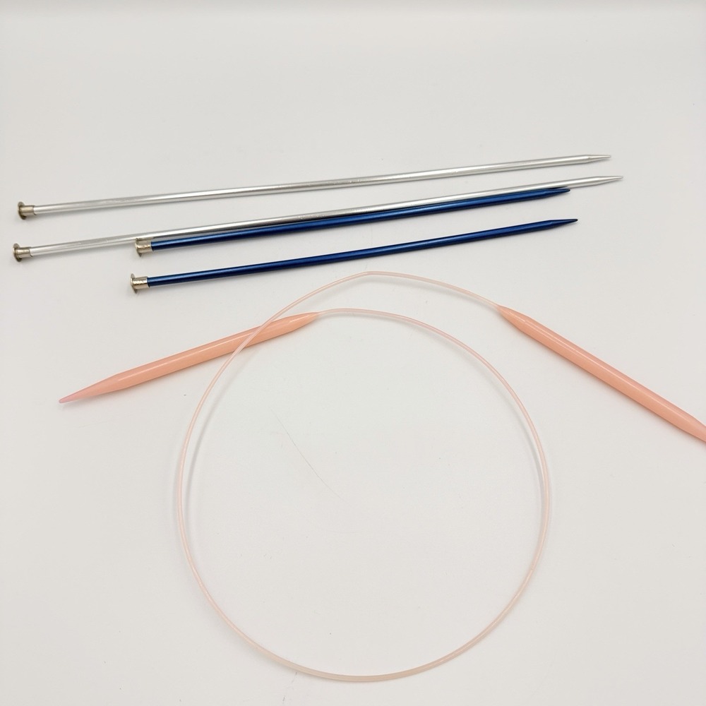 Boye Knitting Needle Lot 5MM 8MM Straight & Circular Aluminum Plastic 5 Piece